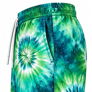 Wholesale <b>Mens</b> Tie Dye <b>Fleece</b> <b>Shorts</b> Adjustable Waist Drawstring Side Pockets Casual Lounge Athletic Leisure Wear OEM Production - Product Image 5
