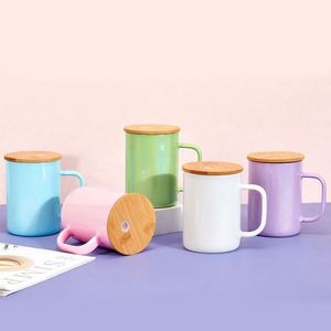 Taza de Vidrio Grande de 17 oz con Pintura Arcoíris y Transferencia Térmica, con Tapa de Bambú - Product Image 1