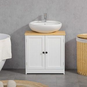 Crystal White Pedestal Sink Storage Cabinet with Double Doors Dark Walnut AS Bathroom Shelves - Product Image 6