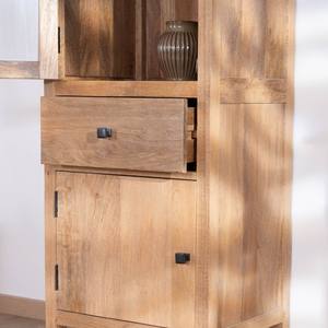 Colonne de rangement en bois de manguier massif avec façade en verre Vandana Royal Nature - Product Image 4