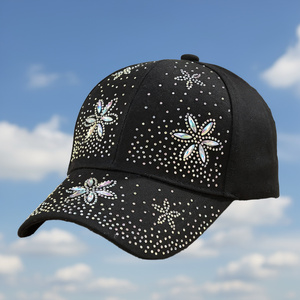 Shiny Rhinestone Bling England Style Baseball Cap Sparkle Ponycap Trucker <b>Hat</b> Breathable <b>Waterproof</b> Polyester Cotton Summer - Product Image 2