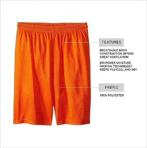Shorts en maille unie 100 % coton pour homme, personnalisables avec logo, respirants et à séchage rapide, pour l'entraînement - Product Image 5