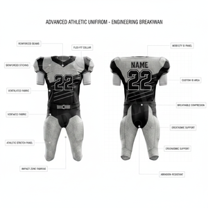Protective Gear Lightweight Breathable Football Jersey Pants Uniform Bundle Lightweight Athletic Teamwear Name Number Kit - Product Image 2