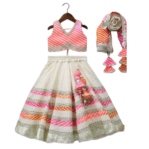 Lehenga Choli para Niñas, Blusa con Encaje Gota, Georgette de Seda, Estilo Étnico Moderno, para Bodas y Fiestas, Secado Rápido, para Todas las Temporadas - Product Image 2