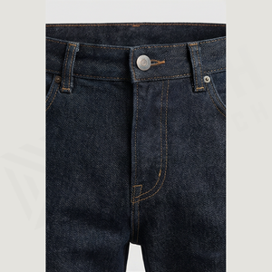 Jean en denim coupe droite délavé foncé pour homme, taille haute, coupe slim, en coton, style décontracté, pantalon d'automne - Product Image 4