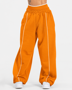 Conjunto Deportivo Personalizado para Mujer con Cremallera Completa, Pantalones Oversize con Ribete Blanco en Contraste, Cintura Elástica, Manga Larga, Conjunto de 2 Piezas - Product Image 5