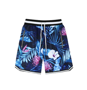 Men's Sublimation <b>Transfer</b> Print Floral Mesh <b>Board</b> Shorts Quick Dry Drawstring Waist Casual Swim Shorts With Pockets - Product Image 1