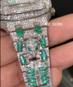 นาฬิกาอัตโนมัติ2024 VVS Moissanite Tourbillon สีขาวทองอะนาล็อกสแตนเลส3BAR น้ำ - Product Image 4