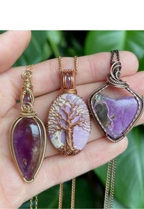 Handmade Rough Jasper Gemstone <b>Tree</b> of Life Pattern Pendant <b>Necklace</b> for Wedding - Product Image 3