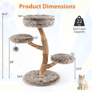 Tiragraffi per Gatti XL 49,5x90 cm in Legno Naturale di Pero con Pali in Iuta e Palla Lunga in Peluche per Arrampicata - Product Image 4