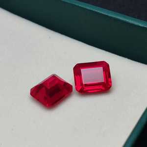 พลอยทับทิมสังเคราะห์สีแดงสดทรงเหลี่ยมมรกต สำหรับเครื่องประดับชั้นดี - Product Image 5