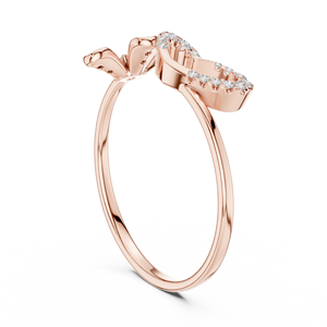 Anillo de Oro Rosa de 14K con Diamante Cultivado en Laboratorio de Corte Redondo, Diseño de Corazón y Cruz, Menos de 1 Quilate, Lujoso para Mujer - Product Image 3