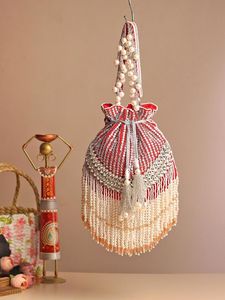 HOW EMBROIDERED BEADED DRAWSTRING Potli Bag Evening Party Handbag Bridal <b>Wedding</b> Purse Jewelry Cosmetics Packaging - Product Image 3