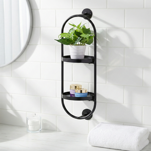 Mejor organizador de almacenamiento de pared metálico de doble nivel con diseño moderno OEM de Shopee para baño, ahorro de espacio, para el hogar, hoteles, esquina, DIY - Product Image 3