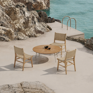 Sillas de Comedor Modernas de Madera de Teca Resistentes a la Intemperie, Sillas de Restaurante Impermeables, Muebles de Jardín, Juego de Muebles de Exterior para Hotel, Cafetería - Product Image 1