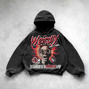 Sweat à capuche noir à épaules tombantes en coton biologique 100% de haute qualité, imprimé avec logo personnalisé - Product Image 3