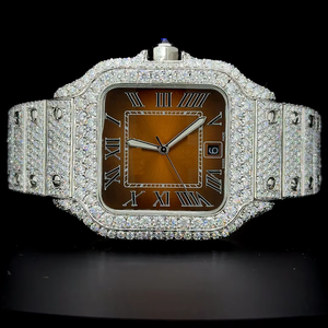 Nuevo Reloj de Diamantes Redondos Estilo Hip Hop con Moissanita, Alta Calidad, DEF, para Negocios, Deportes y Moda, en Acero Inoxidable - Product Image 1