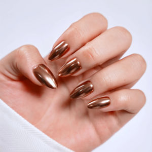 Uñas Postizas de Lujo con Forma de Almendra, Diseño Abstracto en Espiral, Cromadas y Metálicas, Venta al Por Mayor, Fabricación Personalizada OEM/ODM - Product Image 1