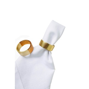 Wholesale Modern Brushed Gold Metal Cuff Napkin Rings Set Elegant Semicircle Design Wedding Banquet Dinner <b>Party</b> <b>Table</b> Decor - Product Image 1