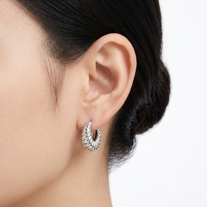 Stylish 925 <b>Silver</b> Bohemian <b>Hoop</b> <b>Earrings</b> <b>For</b> <b>Women</b> Elegant Jewelry <b>For</b> Anniversary Wedding Party Casual Wear And Gifting - Product Image 1