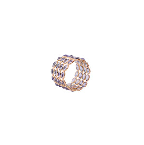 Bague statement multi-rangs en tanzanite bleue naturelle en or jaune massif 18 carats – Bague large à quatre bandes sertie clos en forme de lunette, pierre de naissance de décembre - Product Image 2