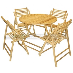 ชุดรับประทานอาหารไม้ไผ่คุณภาพสูงทนทานโต๊ะพับกลมและเก้าอี้พับได้ผลิตในเวียดนามคุ้มค่ามากสำหรับเฟอร์นิเจอร์ในบ้าน - Product Image 2