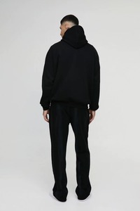 Ensemble de survêtement à capuche noir pour homme, 100% coton, longueur intégrale, décontracté, avec poches latérales, coupe ample, pour l'automne - Product Image 6