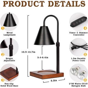 Lampada Scaldacandele Moderna Dimmerabile con Timer, Regalo per Uomini/Donne per Compleanno e San Valentino, Colore Nero - Product Image 2