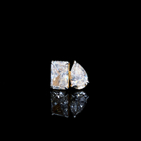 Bague en diamant de laboratoire taille poire émeraude radiante de qualité supérieure, or massif 14 carats, finition polie haute brillance, bijou chef-d'œuvre