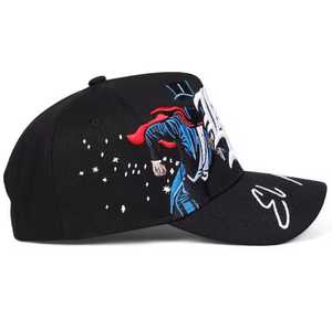 Black Unisex Hip Hop Style <b>Baseball</b> <b>Cap</b> Sublimation Printed Character Design Logo Casual Four Seasons Adjustable Polyester Hat - Product Image 2