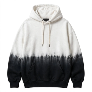 <b>Men's</b> Oversized Tie Dye Hoodie Black <b>White</b> Gradient Hooded <b>Sweatshirt</b> with Front Pocket Cotton Pullover - Product Image 1