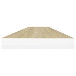 Grand ensemble de 4 étagères murales et de présentoirs en MDF nid d'abeille chêne et blanc avec design élégant en métal - Product Image 6