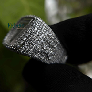 Bague signet pour homme en argent 925 plaqué or blanc avec diamants de laboratoire taille baguette couleur G, pour un usage quotidien - Product Image 5