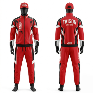 Ensemble de survêtement de boxe en polyester interlock 320 GSM de qualité supérieure, design à panneaux rouge, noir et blanc, logo personnalisé par sublimation - Product Image 6