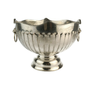 Bol sur piédestal vintage plaqué argent avec poignées en forme de tête de lion, décoratif, pour punch aux fruits, centre de table, décoration intérieure - Product Image 1