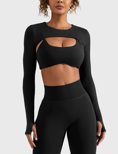 <b>Women</b> Long Sleeve Open Front <b>Shrug</b> Cropped Bolero Workout Yoga Fitness Top Stretch Sportswear Activewear Custom - Product Image 1