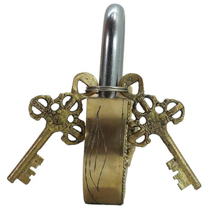 Brass Door Padlock with Tiger Engraved Design <b>Vintage</b> Decorative Brass Lock Cabinet Door Gate <b>Trunk</b> Chest Box Home Decor and Sec - Product Image 1