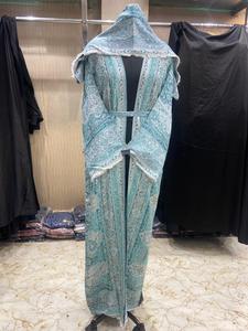 Vestido Abaya para Mujer, Abierto por Delante, Material Pashmina, Diseño Paisley, Corte Holgado y Modesto, Estilo de Oriente Medio, Ropa para Oración del Eid de Verano - Product Image 2