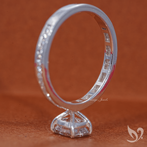 1CT Elongated <b>Cushion</b> Lab Diamond <b>Ring</b> Channel Pave Band IGI Certified 10K White Gold Engagement <b>Ring</b> - Product Image 3