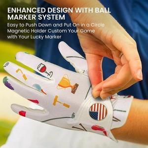 Gants de golf blancs imprimés par sublimation avec patch drapeau américain, main droite, antidérapants, en microfibre, unisexe, pour le sport - Product Image 3