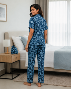 Conjunto de Pijama de Lujo para Mujer, 100% Algodón Estampado, Manga Corta, Ligero, con Bolsa con Cordón, Suave y Transpirable - Product Image 3