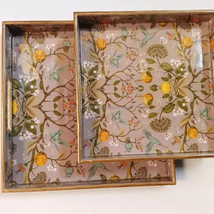 Plateau de service en bois personnalisé Plateau de service en bois pour mariage et ustensiles de cuisine Vaisselle Plateau de service alimentaire - Product Image 1