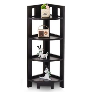 4-Tier Corner <b>Shelf</b> Wood Storage Stand Multipurpose <b>Small</b> Space Shelving <b>Unit</b> for Home Office Bathroom Wall Display <b>Shelves</b> - Product Image 1
