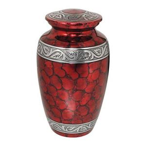 Urne funéraire pour adulte Rouge Feu avec gravure Feuille d'Argent, pour cendres d'enterrés, souvenir de proches, urne funéraire artisanale pour cendres humaines - Product Image 1