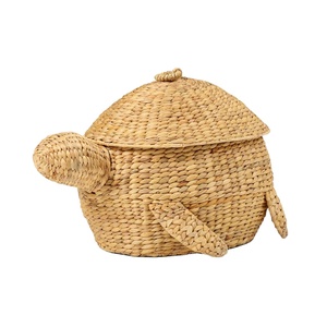Cesta de Almacenamiento Ecológica de Jacinto de Agua con Forma de Tortuga Marina para Decoración de Habitación Infantil, Cesta con Tapa en Forma de Animal para Decoración de Habitación Infantil - Product Image 1
