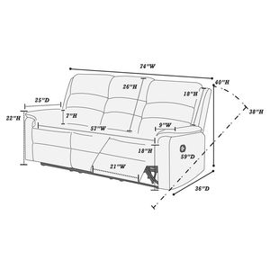 Divano Reclinabile Moderno in Tessuto Grigio Scuro Effetto Iuta, 1 Pezzo, Morbido, Manuale, per Soggiorno, con Elevato Comfort - Product Image 6
