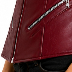 Chaleco de cuero para mujer con estampado Hawk Bawk, cremallera frontal, bolsillos laterales, diseño frontal limpio y bolsillos laterales con cremallera. - Product Image 6
