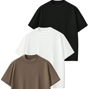 T-shirt tricoté 100% coton à épaules tombantes pour hommes, coupe régulière, séchage rapide, respirant, manches courtes, teint en fil, design vierge - Product Image 1