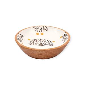 Bol rond en bois avec motif écaille de poisson bleu émaillé pour repas de style côtier et présentation artistique de table - Product Image 6