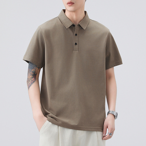 Polo à manches courtes pour homme, noir uni, 100% coton piqué, coupe décontractée - Product Image 6